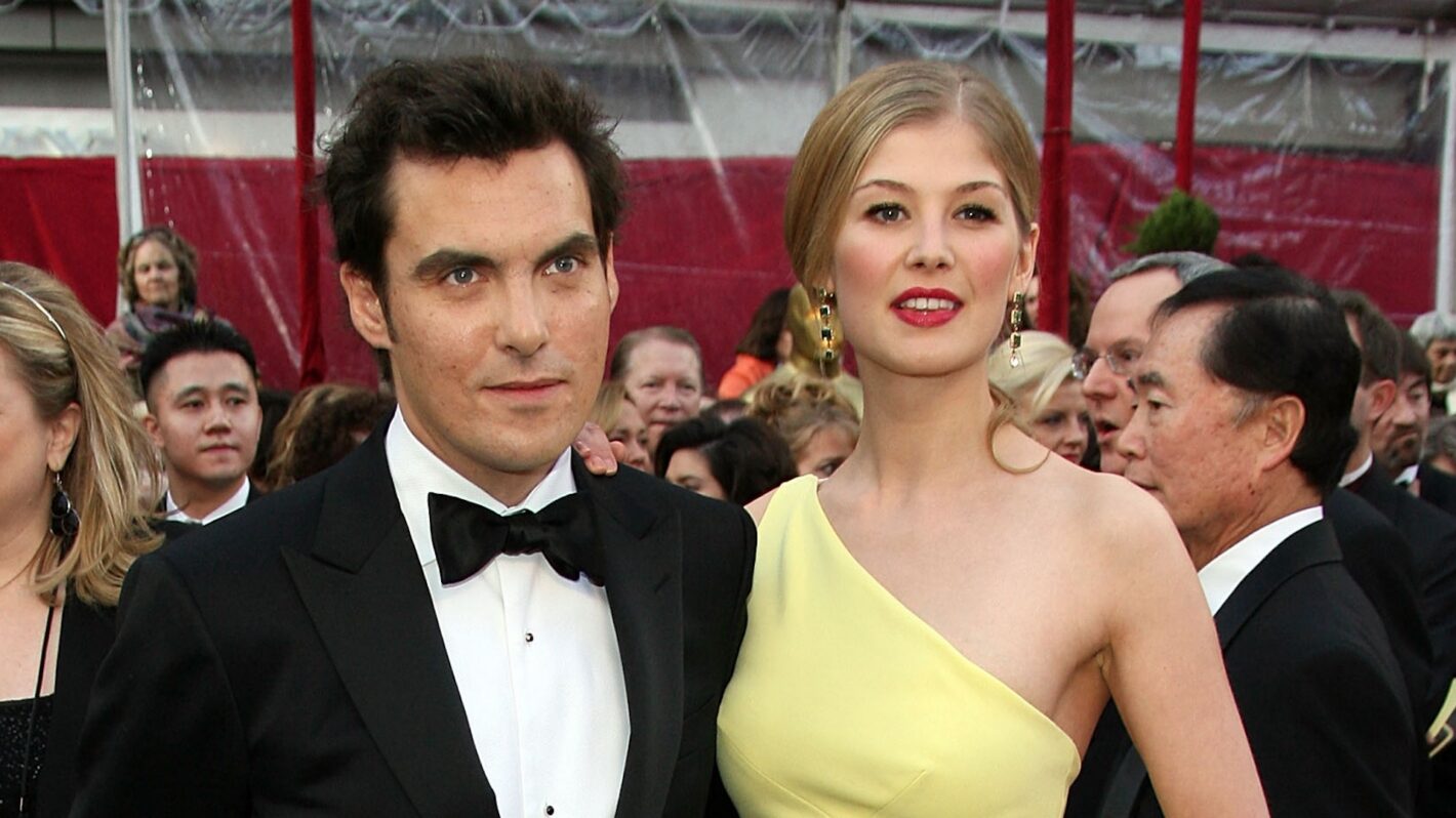 Rosamund Pike and Joe Wright arrives at the 80th Annual Academy Awards held at the Kodak Theatre on February 24, 2008 in Hollywood, California.