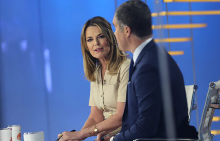 NEW YORK, NY - MARCH 11: Savannah Guthrie is seen at NBC's Today Show on March 11, 2025 in New York City. (Photo by Jose Perez/Bauer-Griffin/GC Images)