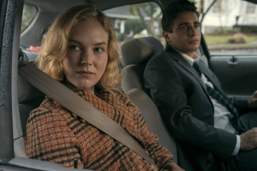 Past Kay (Rosy McEwen) and Past Marino (Jake Cannavale) in SCARPETTA SEASON 1Photo Credit: Connie Chornuk / Prime © Amazon Content Services LLC