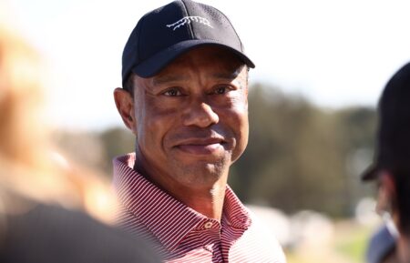 PACIFIC PALISADES, CALIFORNIA - FEBRUARY 22: Tiger Woods of the United States looks on from the 18th green during the final round of The Genesis Invitational 2026 at Riviera Country Club on February 22, 2026 in Pacific Palisades, California. (Photo by Mike Mulholland/Getty Images)