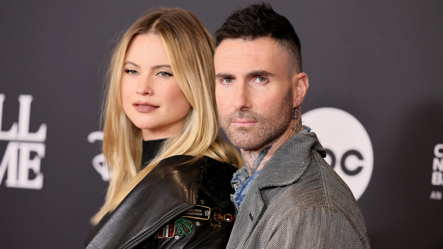 Behati Prinsloo and Adam Levine attend the 38th Annual Rock & Roll Hall Of Fame Induction