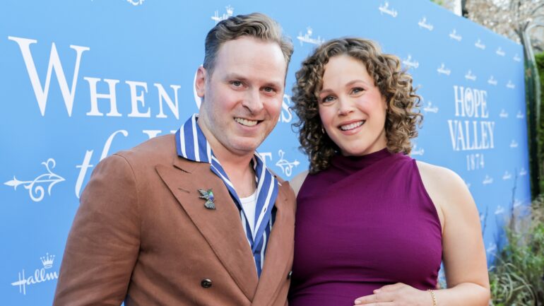 Ben Rosenbaum and Erin Krakow attend When Calls the Heart & Hope Valley: 1874 Celebration at The Sun Rose Hotel in West Hollywood, CA.