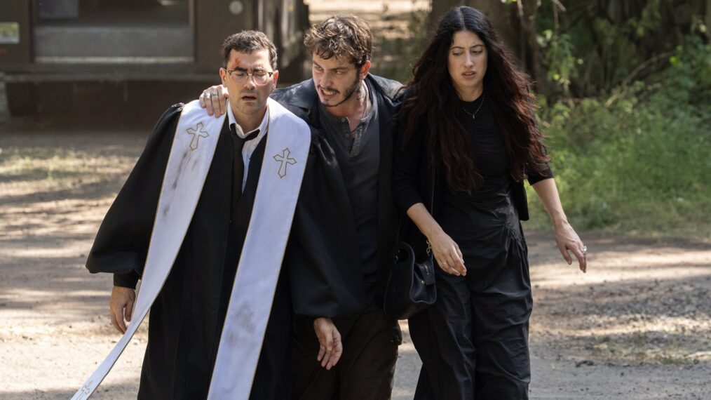 Dan Levy, Boran Kuzum, and Taylor Ortega in 'Big Mistakes'