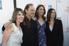 ctor Billy Crystal, his wife Janice Crystal, and daughters director Lindsay Crystal (2nd R) and Jennifer Crystal Foley attend the premiere of 'My Uncle Berns'