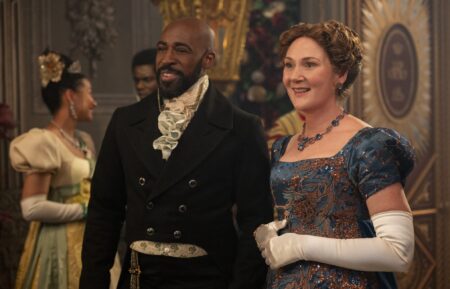 Daniel Francis as Lord Anderson, Ruth Gemmell as Lady Violet Bridgerton in episode 408 of Bridgerton.