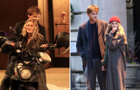 Christopher Briney and Michelle Randolph are seen filming at the 