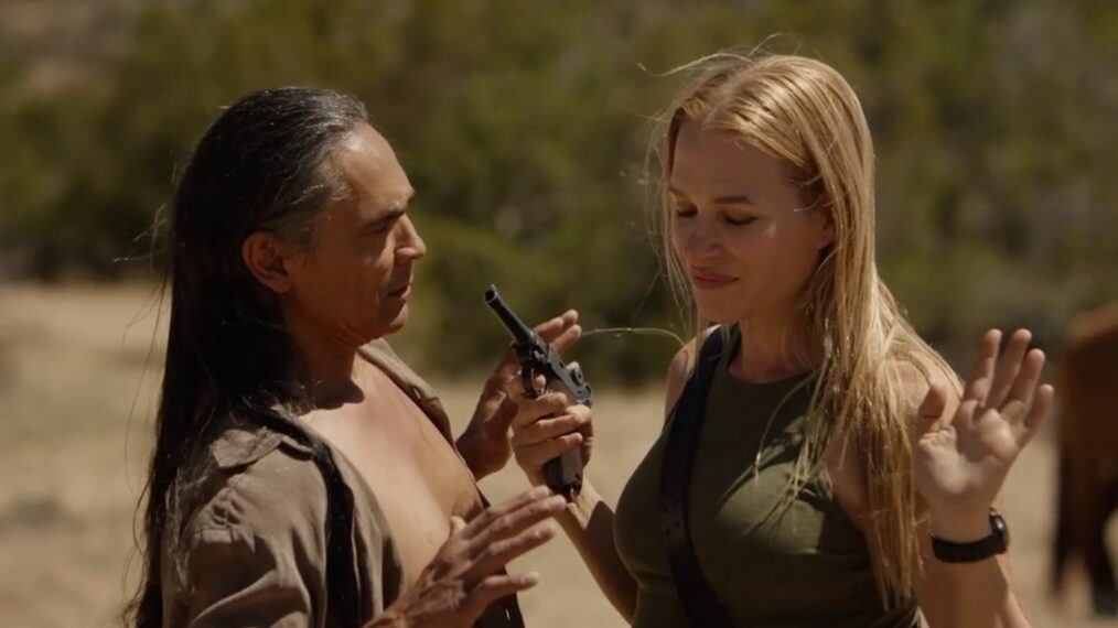 Zahn McClarnon and Franka Potente in 'Dark Winds' Season 4