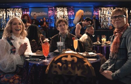 Carrie Preston, Ethan Slater, and Jeff Hiller in 'Elsbeth' Season 3 Episode 12, 'All's Hair'