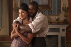 Emma Naomi as Alice Mondrich, Martins Imhangbe as Will in 'Bridgerton' Season 4