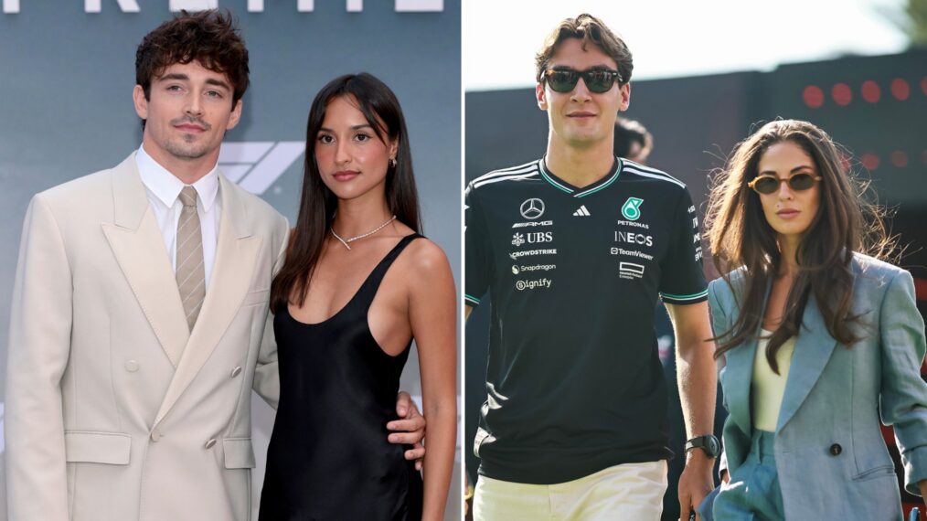 Charles Leclerc and Alexandra Saint Mleux, George Russell and Carmen Montero Mundt