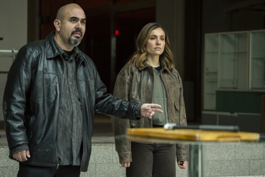 Noel Guglielmi as Hector Vega and Juliana Aidén Martinez as Eva Ramos — 'FBI' Season 8 Episode 15 "Crusader"