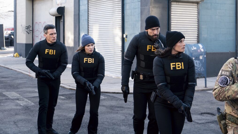 John Boyd as Special Agent Stuart Scola, Juliana Aidén Martinez as Eva Ramos, Zeeko Zaki as Special Agent Omar Adom ‘OA’ Zidan, and Missy Peregrym as Special Agent Maggie Bell — 'FBI' Season 8 Episode 16 '3 Up, 3 Down'