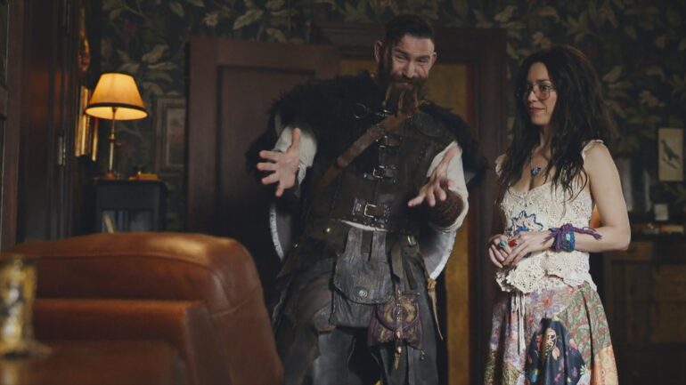 Devan Chandler Long and Sheila Carrasco in 'Ghosts' Season 5