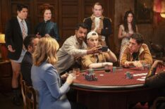 Asher Grodman, Rebecca Wisocky, Utkarsh Ambudkar, Iain Armitage, Brandon Scott Jones, Sheila Carrasco, and Jonathan Kite in 'Ghosts' Season 5