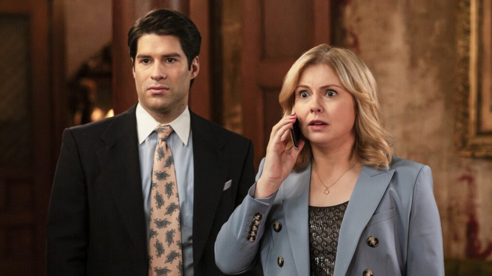 Asher Grodman and Rose McIver in 'Ghosts' Season 5