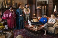 Danielle Pinnock, Rebecca Wisocky, Richie Moriarty, Utkarsh Ambudkar, and Rose McIver in 'Ghosts' Season 5