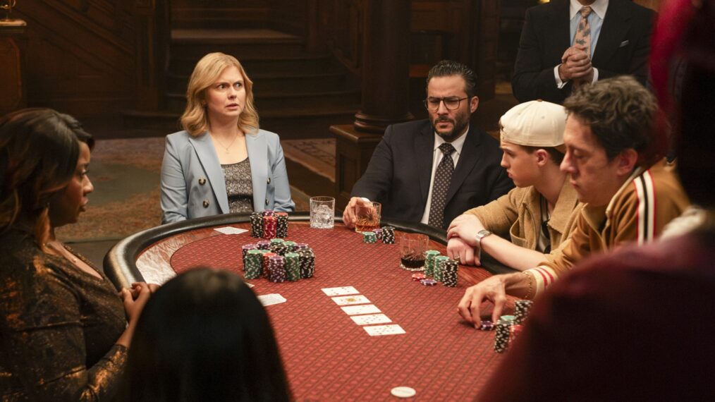 Lanisa Renee Frederick, Rose McIver, Ennis Esmer, Iain Armitage, and Jonathan Kite in 'Ghosts' Season 5