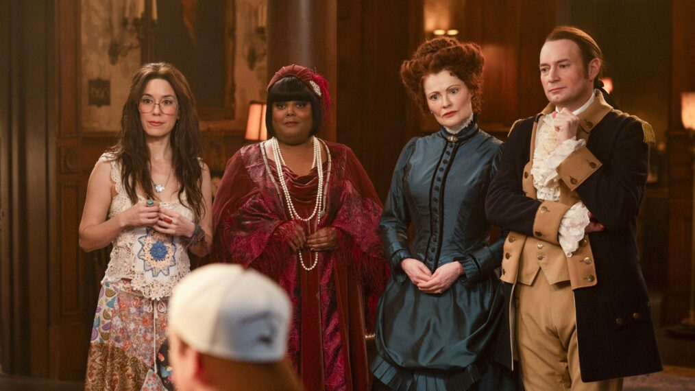 Sheila Carrasco, Danielle Pinnock, Rebecca Wisocky, and Brandon Scott Jones in 'Ghosts' Season 5