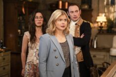 Sheila Carrasco, Rose McIver, and Brandon Scott Jones in 'Ghosts' Season 5