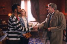 Utkarsh Ambudkar, Rose McIver, and John Michael Higgins in 'Ghosts' Season 5