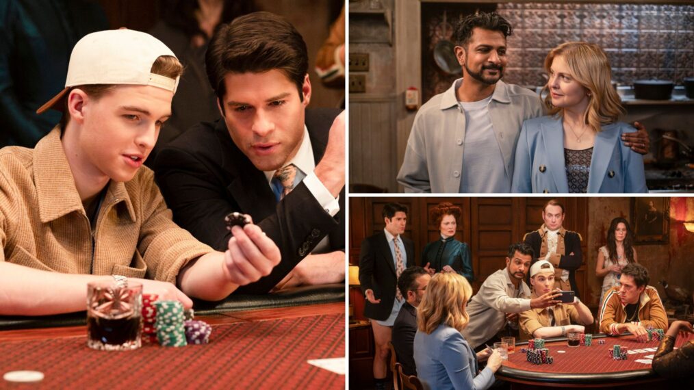 Iain Armitage, Asher Grodman, Utkarsh Ambudkar, Rose McIver, and cast in 'Ghosts' Season 5 Episode 16