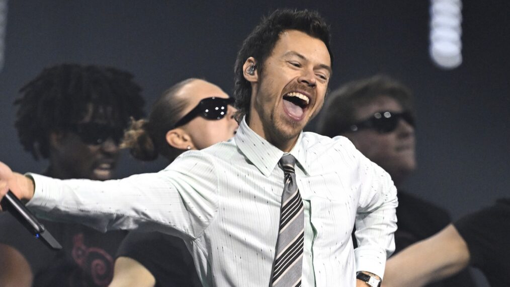 Harry Styles performs 'Aperture' on stage during The BRIT Awards 2026 at Co-op Live on February 28, 2026 in Manchester, England