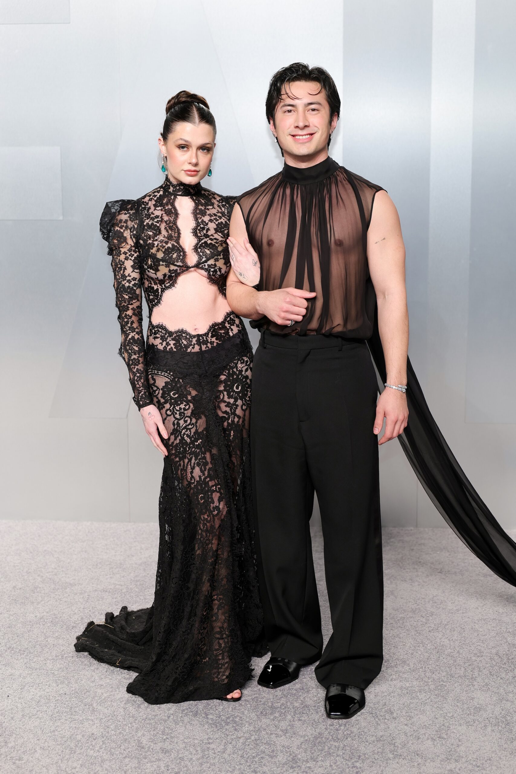 Hudson Williams and his girlfriend Katelyn attend the 2026 Vanity Fair Oscar Party Hosted By Mark Guiducci at Los Angeles County Museum of Art on March 15, 2026 in Los Angeles, California.