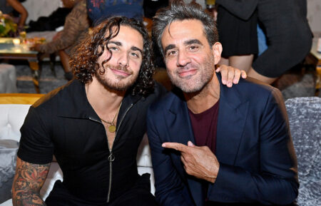 Jake Cannavale and Bobby Cannavale attend the New York premiere of 'The Watcher' on October 12, 2022, in New York City