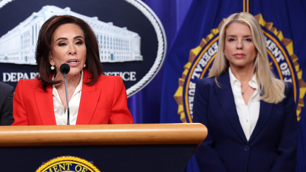 U.S. Attorney for Washington, D.C., Jeanine Pirro by U.S. Attorney General Pam Bondi remark on an arrest connected to the 2012 U.S. Embassy attack in Benghazi, at the Department of Justice on February 6, 2026, in Washington, D.C.