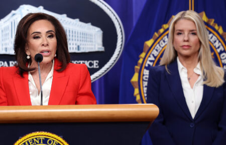 U.S. Attorney for Washington, D.C., Jeanine Pirro by U.S. Attorney General Pam Bondi remark on an arrest connected to the 2012 U.S. Embassy attack in Benghazi, at the Department of Justice on February 6, 2026, in Washington, D.C.