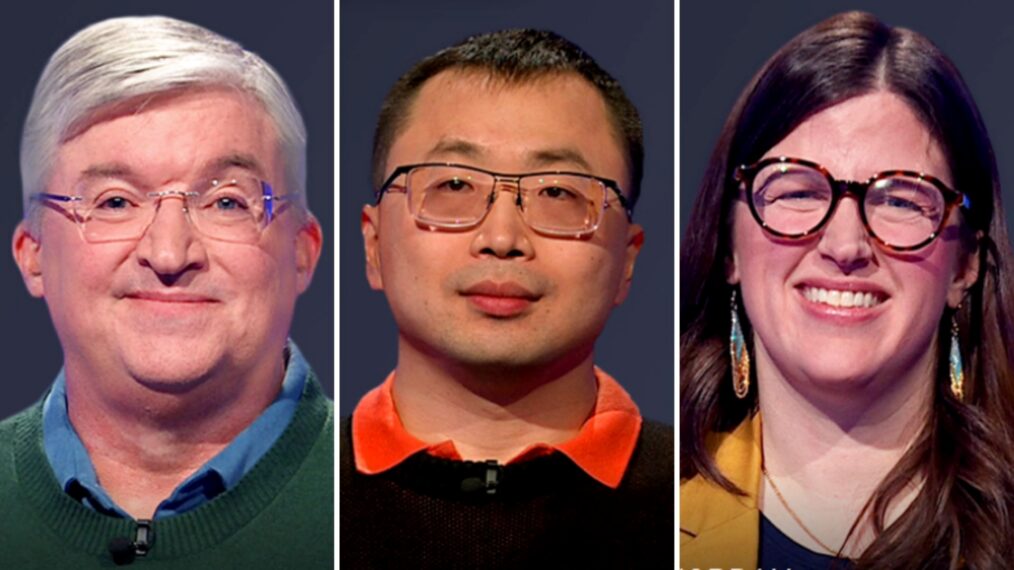 (from left) 'Jeopardy!' contestants Jason Snell, Jamie Ding, and Jordan Haynie-Ware on March 18, 2026