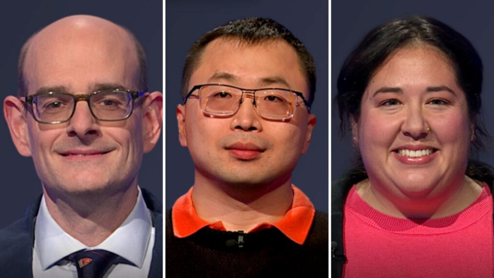 (from left) 'Jeopardy!' contestant Seth Politano, Jamie Ding, and Kimberly Ayers, on March 31, 2026