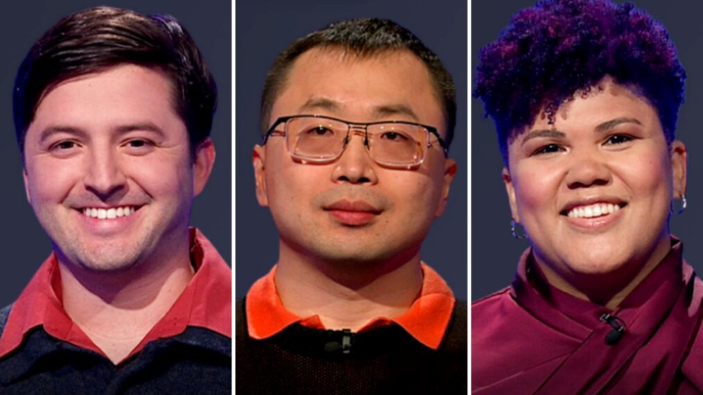 'Jeopardy!' contestants (from left) Luke Dinton, Jamie Ding, and Kamilah Tisdale, on March 18, 2026