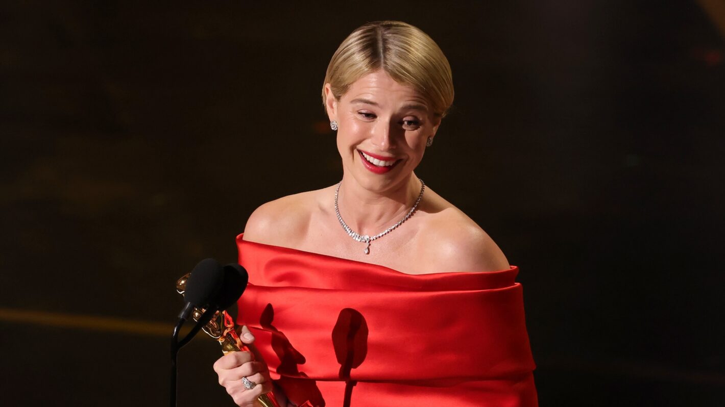 Jessie Buckley accepts the Actress in a Leading Role award for 