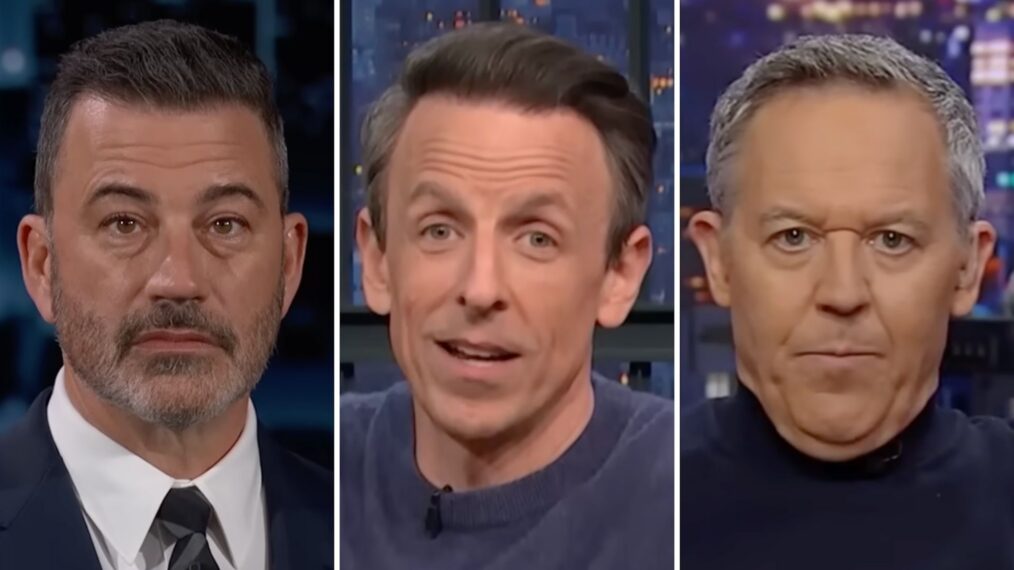 Jimmy Kimmel, Seth Meyers, and Greg Gutfeld