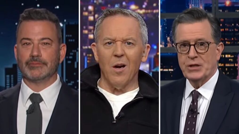 Jimmy Kimmel, Greg Gutfeld, Stephen Colbert