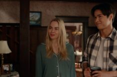 Sarah Dugdale as Lizzie and Kai Bradbury as Denny Cutler in 'Virgin River' Season 7