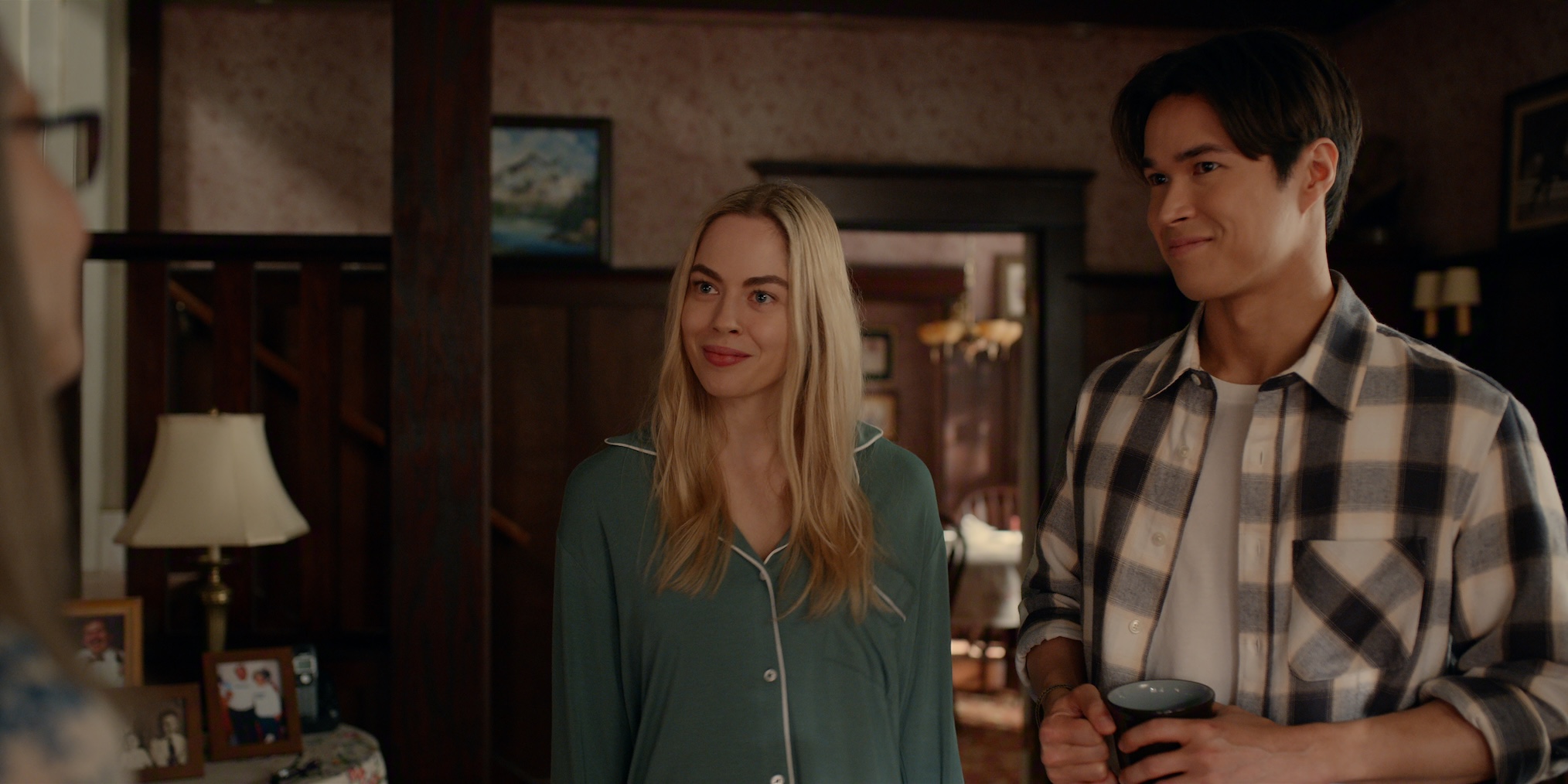 Sarah Dugdale as Lizzie and Kai Bradbury as Denny Cutler in 'Virgin River' Season 7