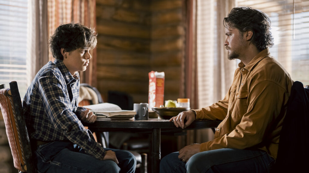 Brecken Merrill as Tate Dutton and Luke Grimes as Kayce Dutton in 'Marshals' Season 1 Episode 5, 'Lost Girls.'
