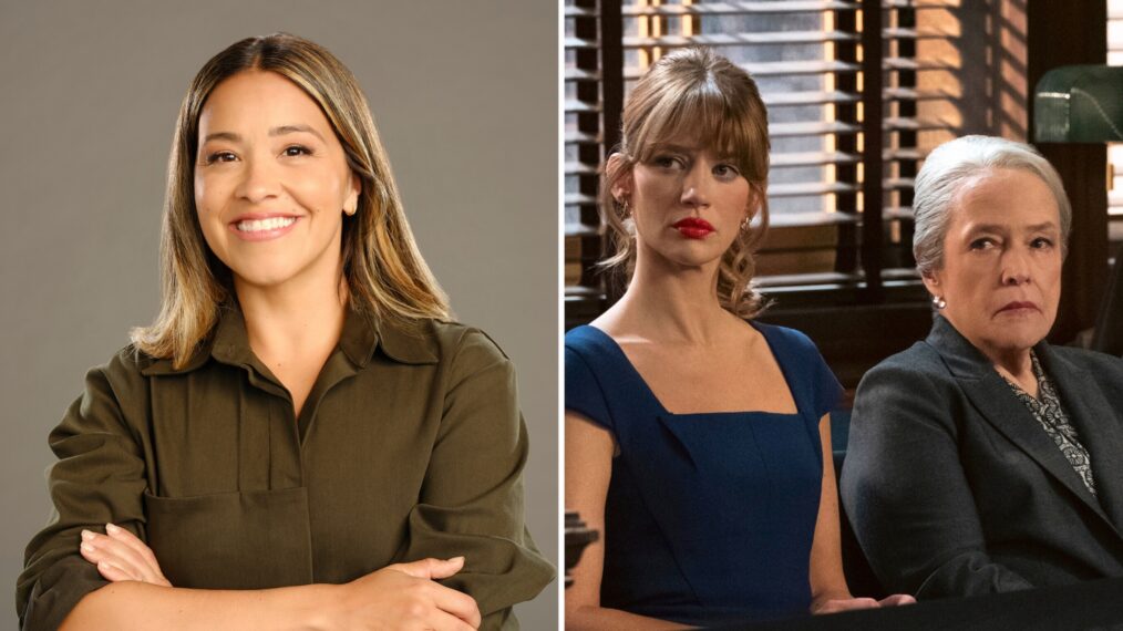 Gina Rodriguez headshot; Yael Grobglas and Kathy Bates in 'Matlock' Season 2 Episode 10