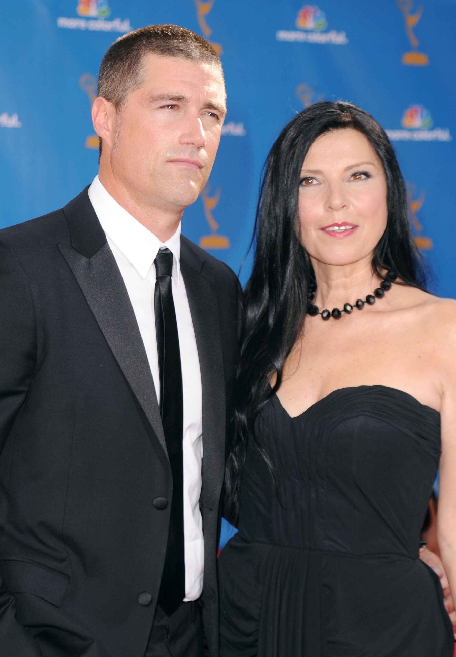 Matthew Fox and Margherita Ronchi arrive at the 62nd Annual Primetime Emmy Awards held at the Nokia Theatre L.A. Live on August 29, 2010, in Los Angeles, California.