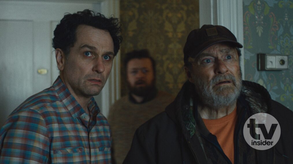 Matthew Rhys as Tom Loftis and Stephen Root as Wyck in 'Widow's Bay'