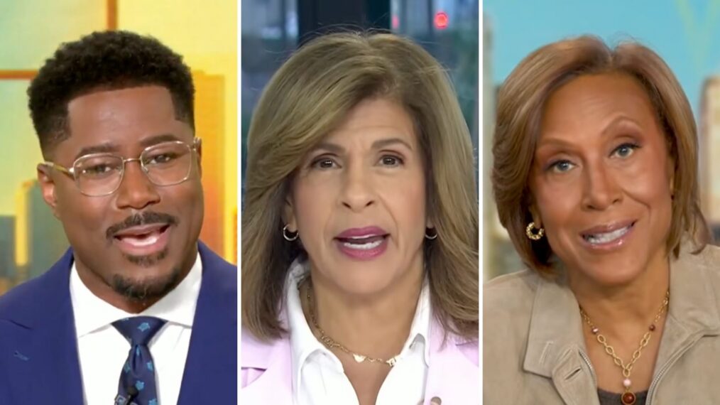 Nate Burleson, Hoda Kotb, and Robin Roberts