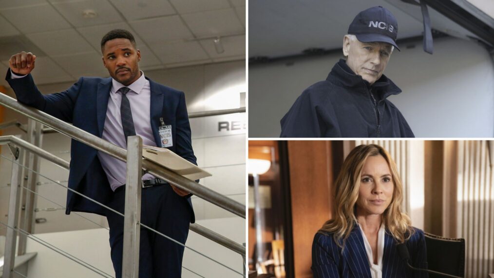 Duane Henry as Clayton Reeves, Mark Harmon as Leroy Jethro Gibbs, and Maria Bello as Jack Sloane on 'NCIS'