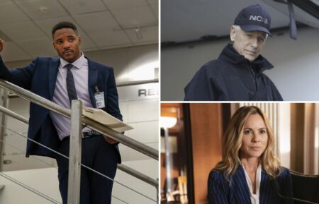 Duane Henry as Clayton Reeves, Mark Harmon as Leroy Jethro Gibbs, and Maria Bello as Jack Sloane on 'NCIS'