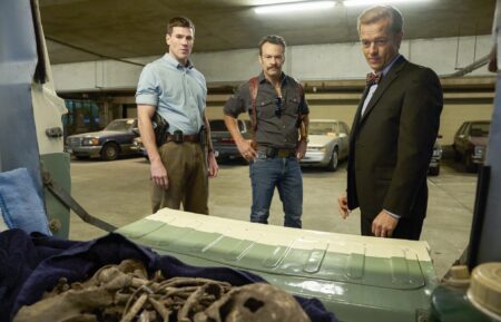Austin Stowell as Leroy Jethro Gibbs, Kyle Schmid as Mike Franks, Adam Campbell as Doctor Donald “Ducky” Mallard — 'NCIS: Origins' Season 2 Episode 13 