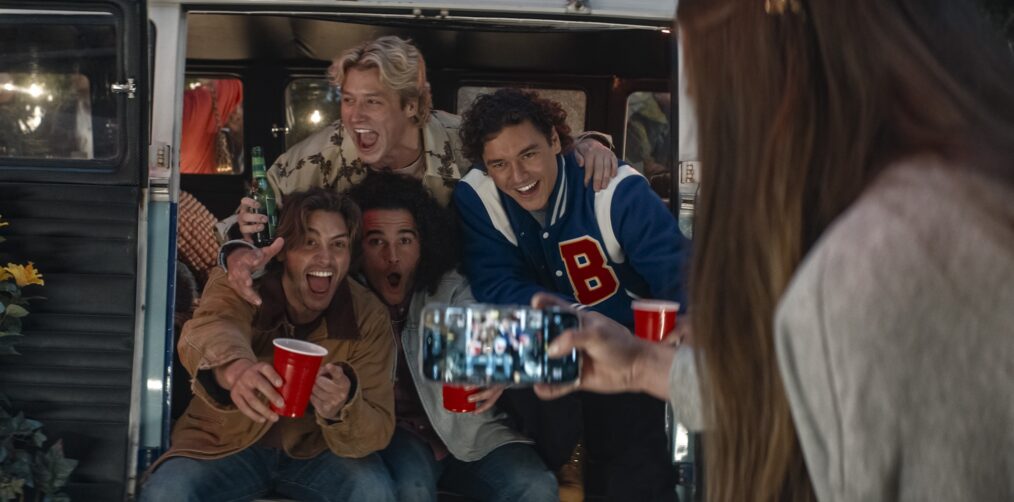 Logan (Antonio Cipriano), Dean (Stephen Thomas Kalyn), Tucker (Jalen Thomas Brooks) and Garrett (Belmont Cameli) in OFF CAMPUS Photo: Courtesy of Prime