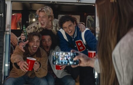 Logan (Antonio Cipriano), Dean (Stephen Thomas Kalyn), Tucker (Jalen Thomas Brooks) and Garrett (Belmont Cameli) in OFF CAMPUS Photo: Courtesy of Prime