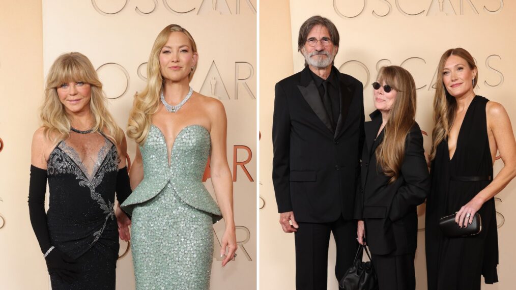 Goldie Hawn and Kate Hudson attend the 98th Oscars at Dolby Theatre on March 15, 2026 in Hollywood, California; Jack Fisk, Sissy Spacek, and Schuyler Fisk attends the 98th Oscars at Dolby Theatre on March 15, 2026 in Hollywood, California.