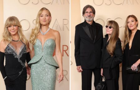 Goldie Hawn and Kate Hudson attend the 98th Oscars at Dolby Theatre on March 15, 2026 in Hollywood, California; Jack Fisk, Sissy Spacek, and Schuyler Fisk attends the 98th Oscars at Dolby Theatre on March 15, 2026 in Hollywood, California.
